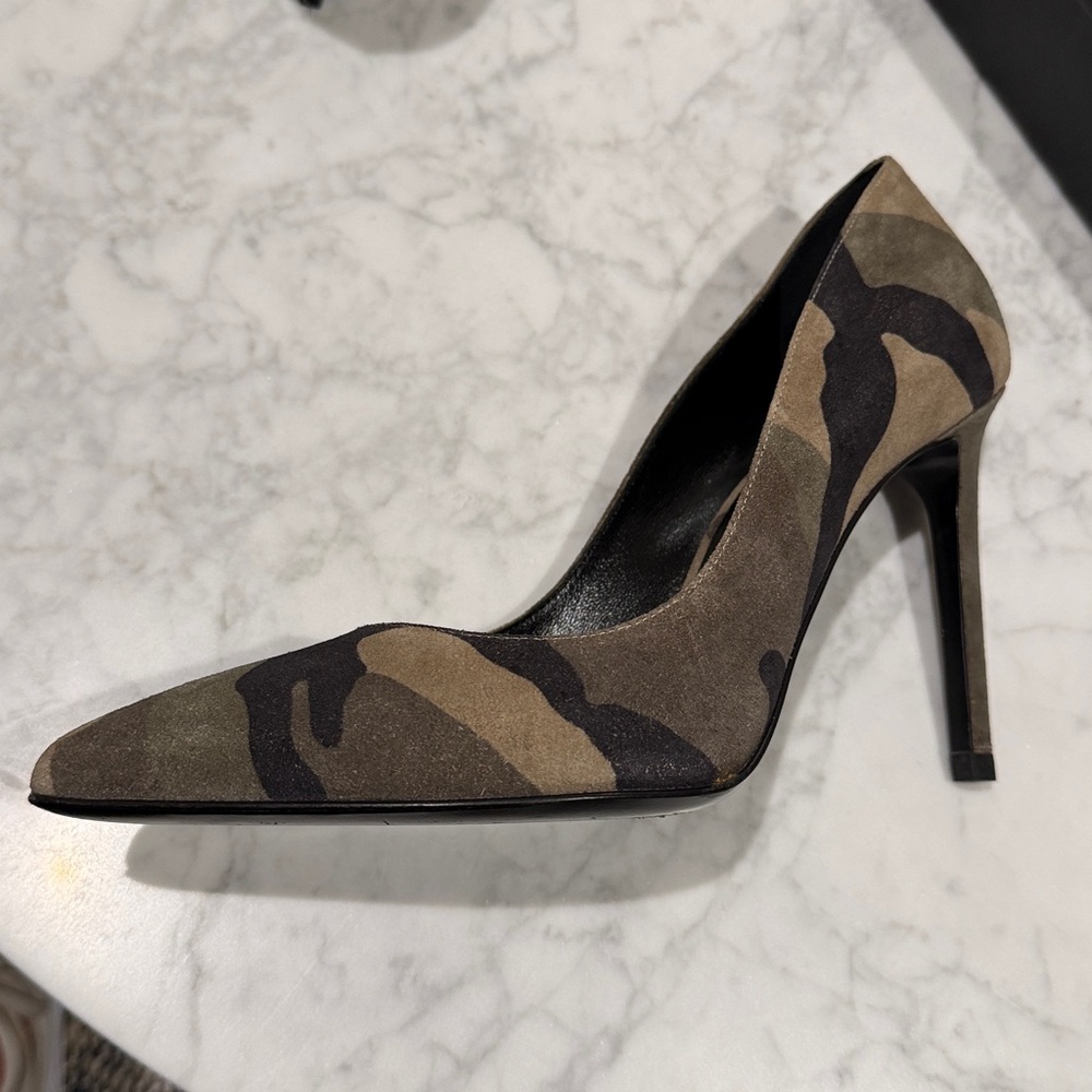 SaintLaurent Paris Suede Camouflage Stilettos   37.5 - Picture 5 of 7